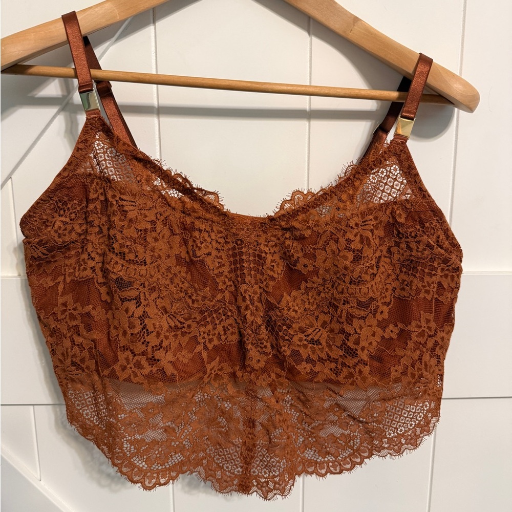 aerie Rust Lace Bralette Womens XL with Adjustable Straps